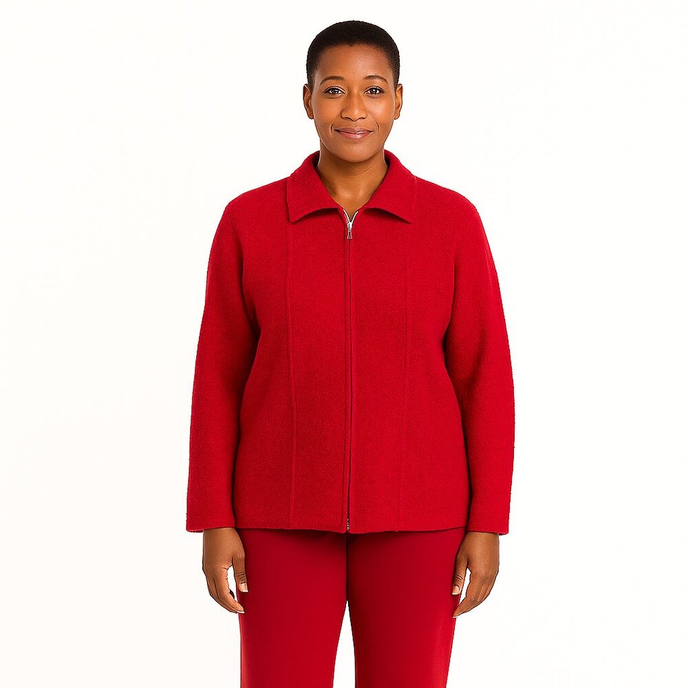 Casual Corner Annex Red Wool Zip Jacket Women’s Large Petite